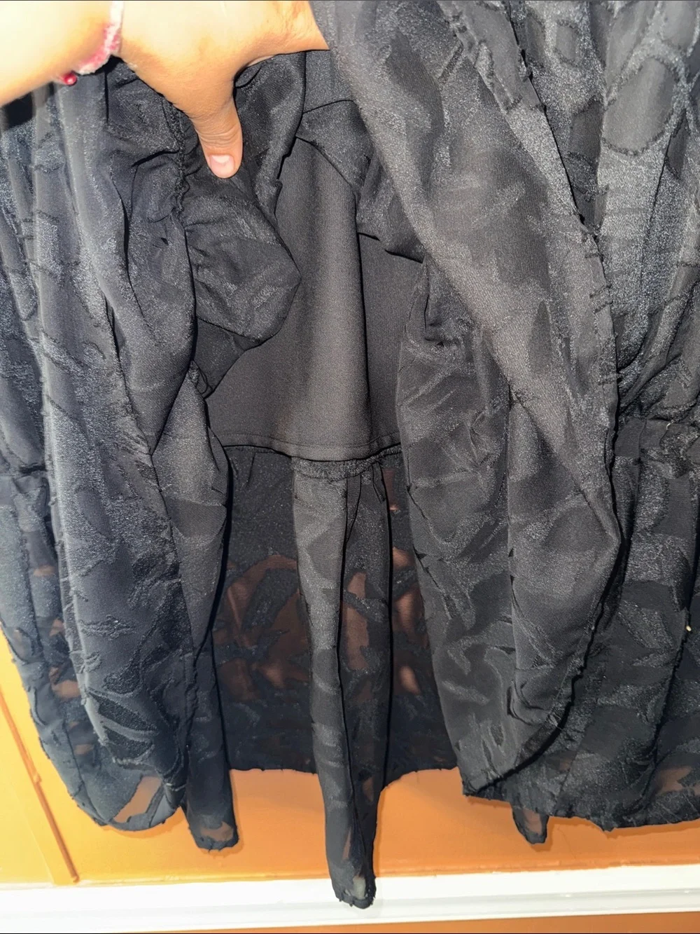 Michael Kors Black Tiered Midi Skirt with Jacquard Pattern